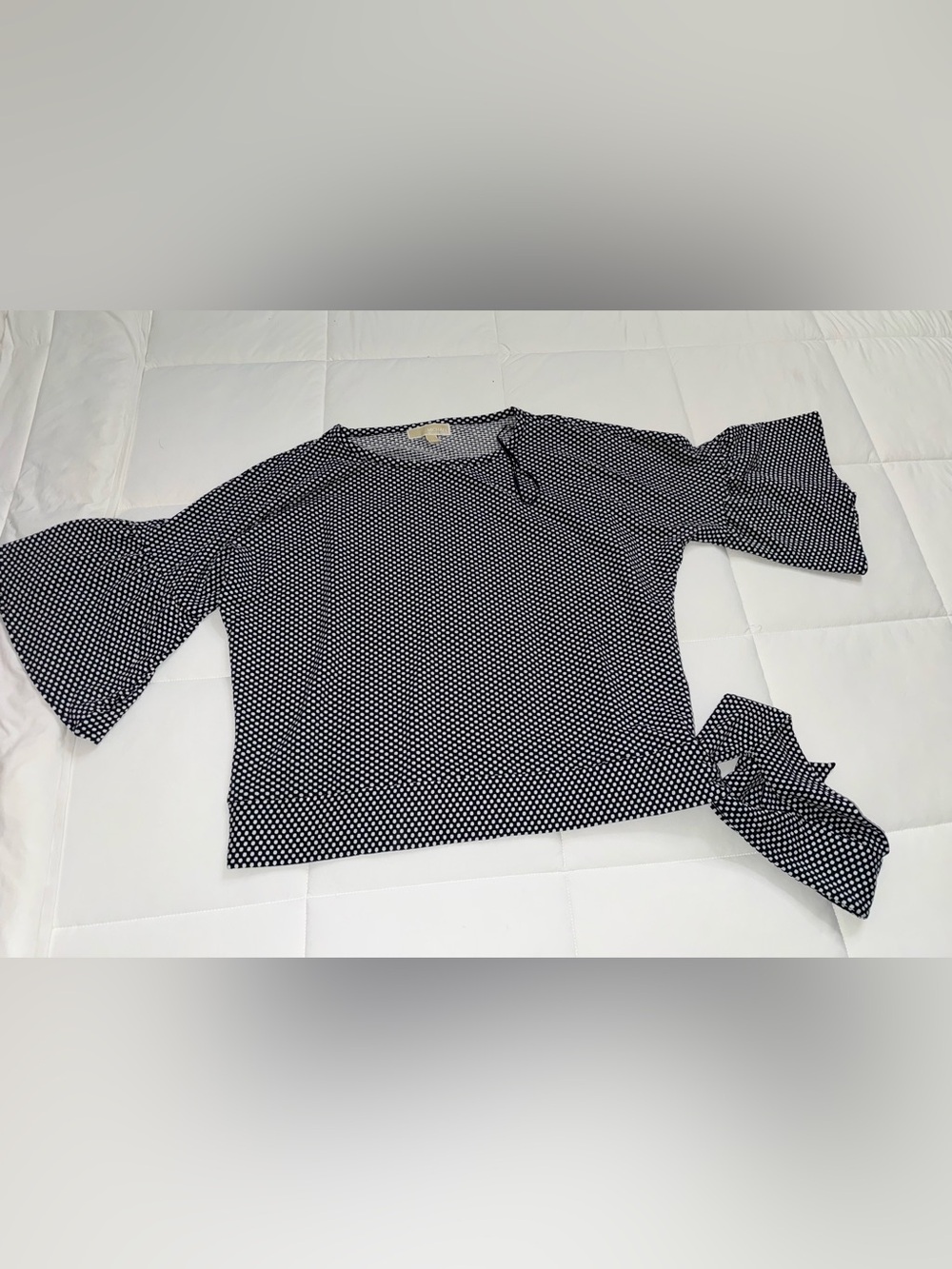 Michael Kors Black & White Polka Dot Crewneck Sweater Top